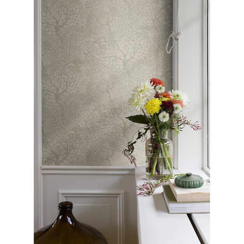 A-Street Prints Olle Taupe Forest Sanctuary Wallpaper