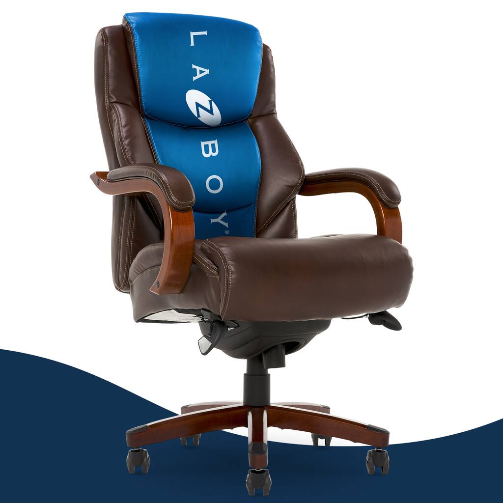 La-Z-Boy Delano Big & Tall Executive Office Chair, Mahogany Wood, Bonded Leather