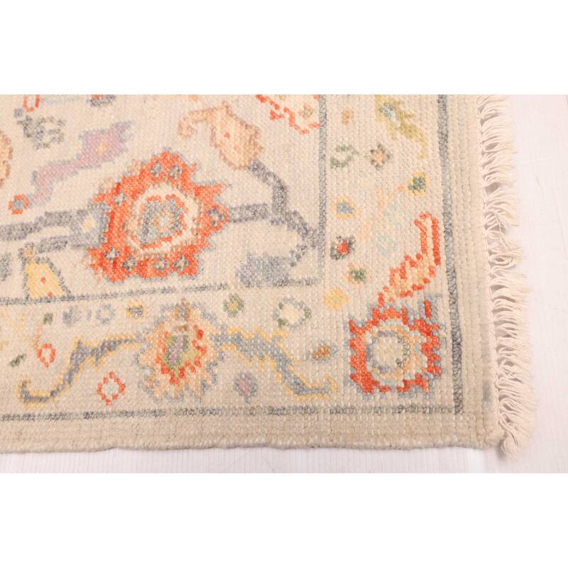 ECARPETGALLERY Hand-knotted Modern Oushak Light Grey Wool Rug - 2'7 x 8'1