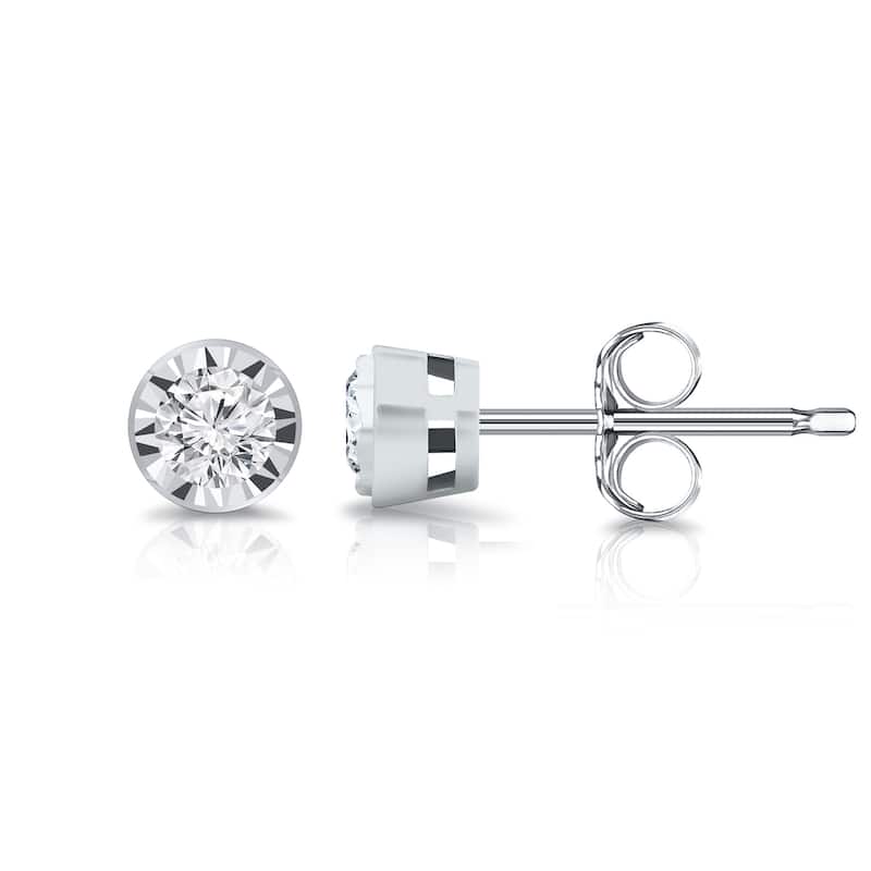 Auriya 14k Gold 1/5ctw Round Diamond Stud Earrings Bezel-set (G-H, I1-I2)