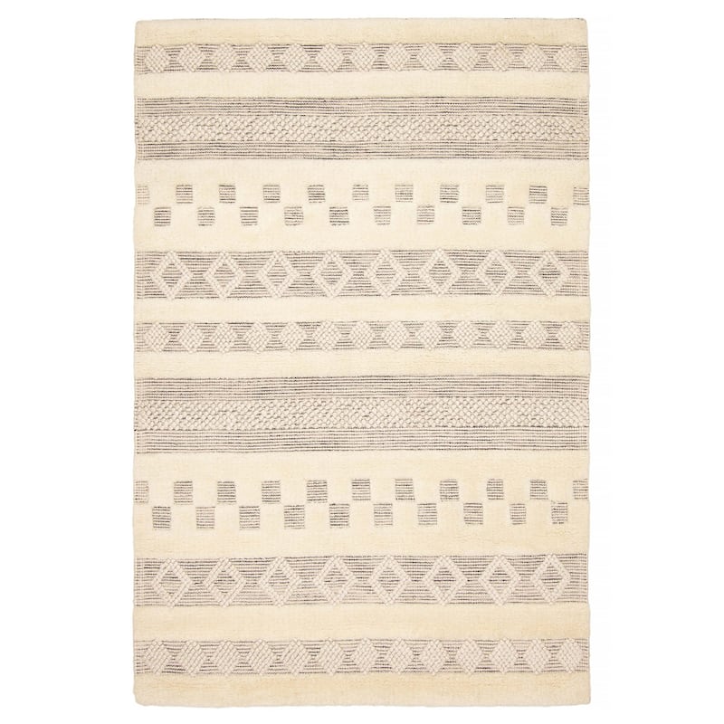 ECARPETGALLERY Braid weave Sienna Cream Wool Rug - 5'0 x 7'6 - Cream - 5'0 x 7'6