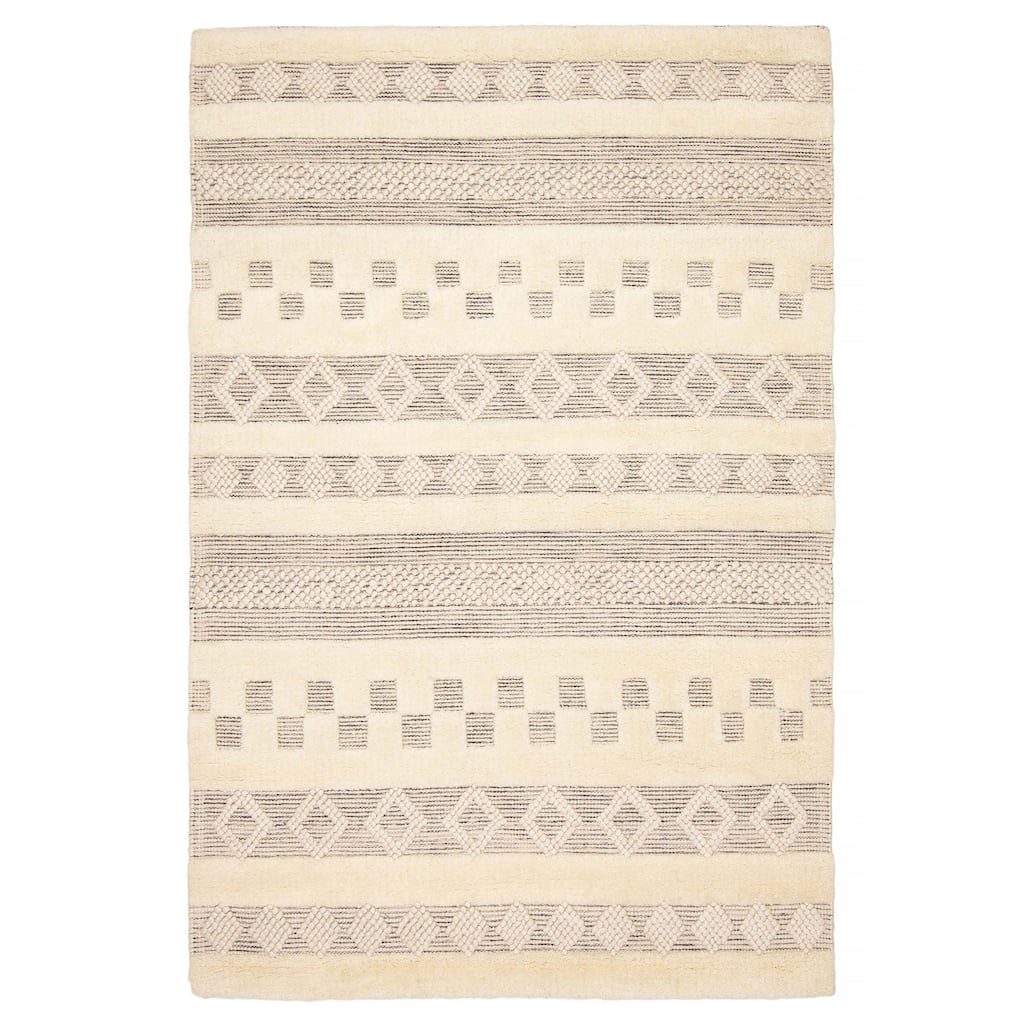 ECARPETGALLERY Braid weave Sienna Cream Wool Rug - 5'0 x 7'6