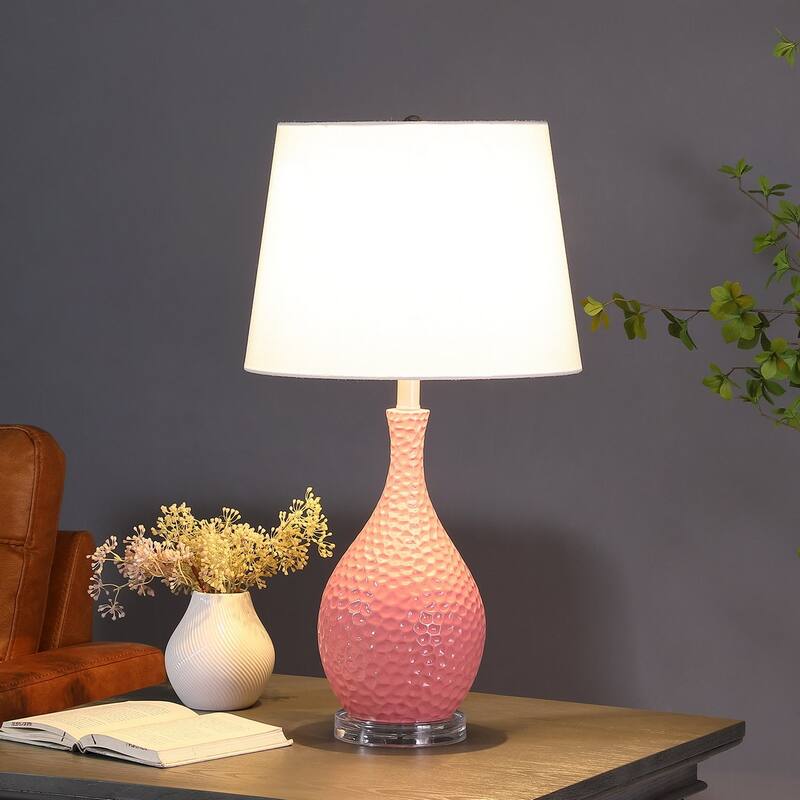 28" Pink Telli Pebble Mid-Century Resin Table Lamp - Pink