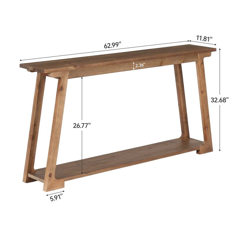 63-Inch Long Solid Wood Console Table For Living Room