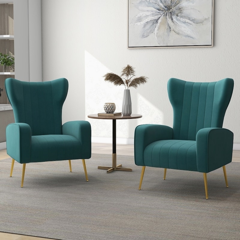 Upholstered Wingback Accent Chair - 26.4"W x 37.8"H x 32.6"D