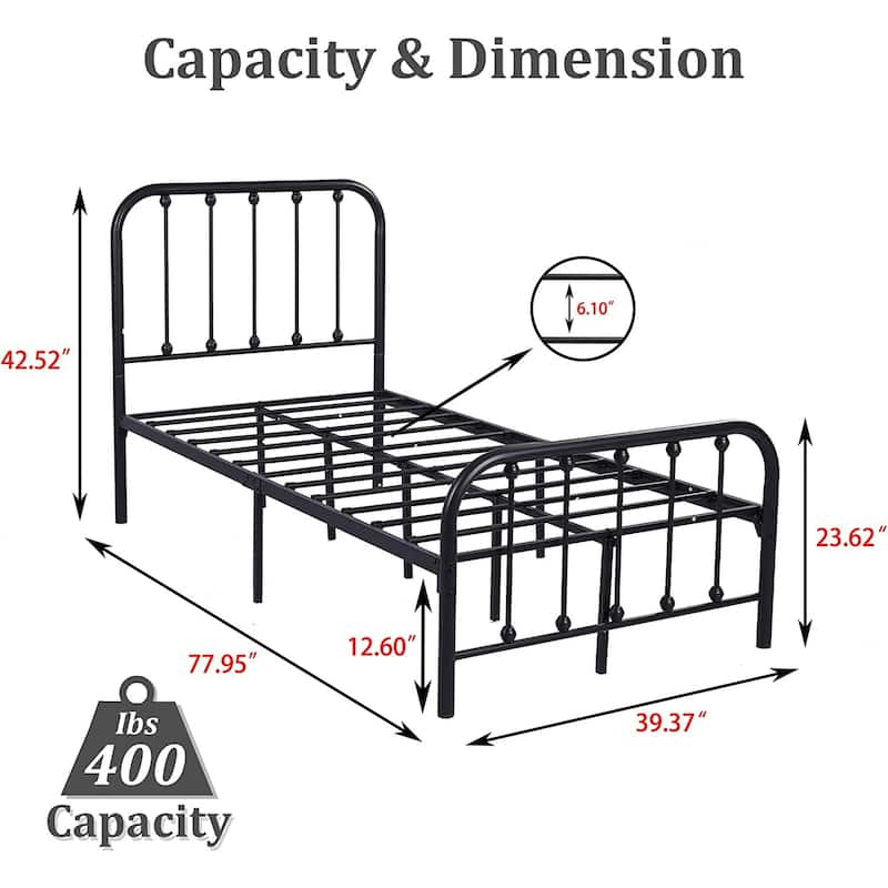 Alazyhome Sturdy Metal Platform Bed Frame