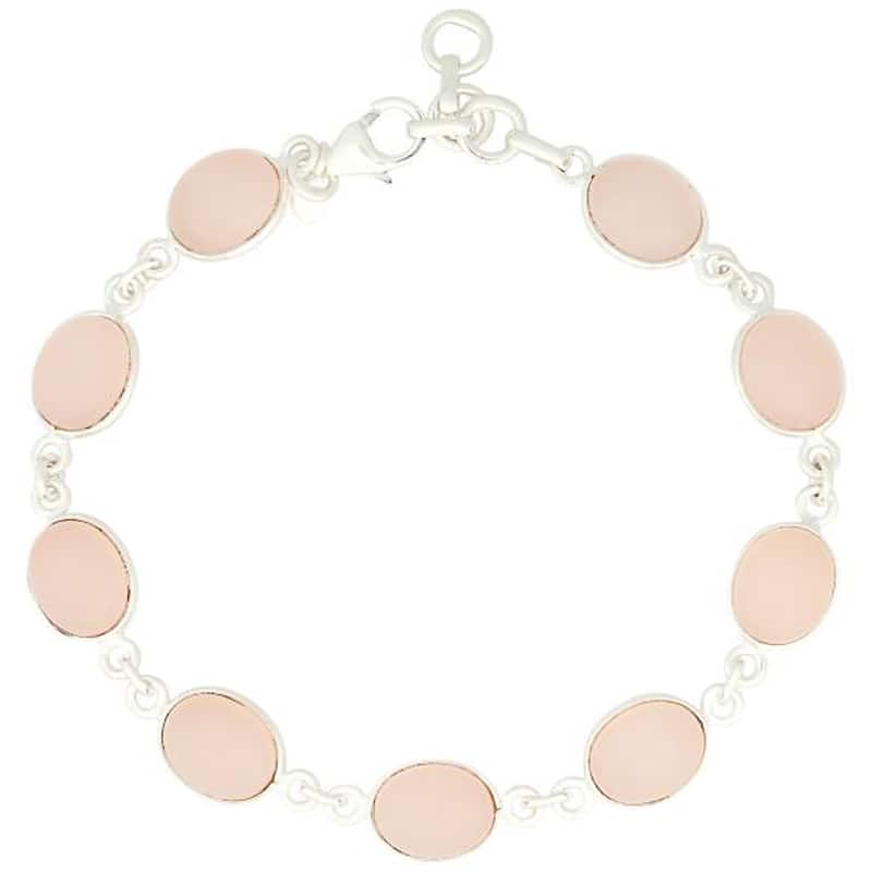 925 Sterling Silver Rose Agate Bracelet