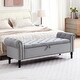 preview thumbnail 60 of 74, 67" Velvet Tufted Storage Bench for Bedroom End of Bed with Roll Arms Grey