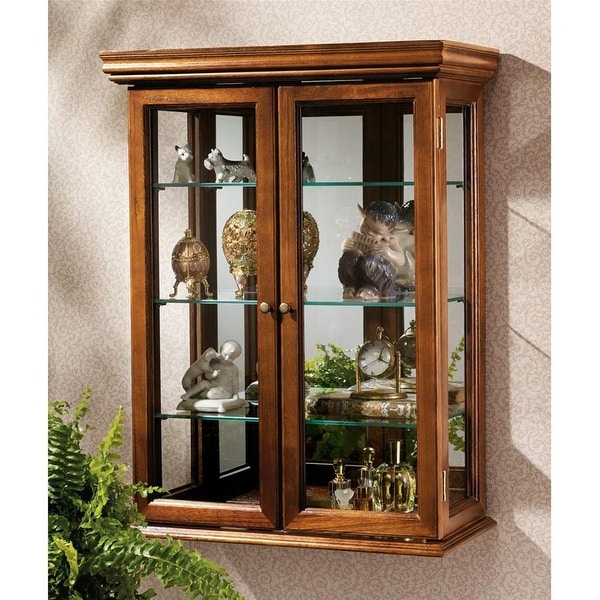Design Toscano Country Tuscan Hardwood Wall Curio Cabinet: Walnut Finish - 20 x 7.5 x 26