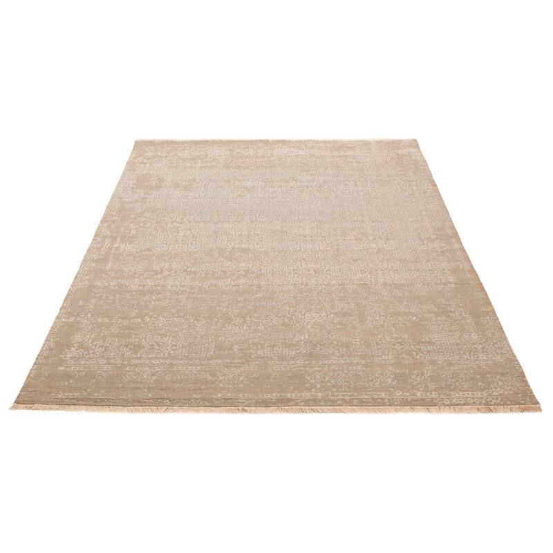 ECARPETGALLERY Hand-knotted Heritage Taupe Viscose, Wool Rug - 7'9 x 10'0