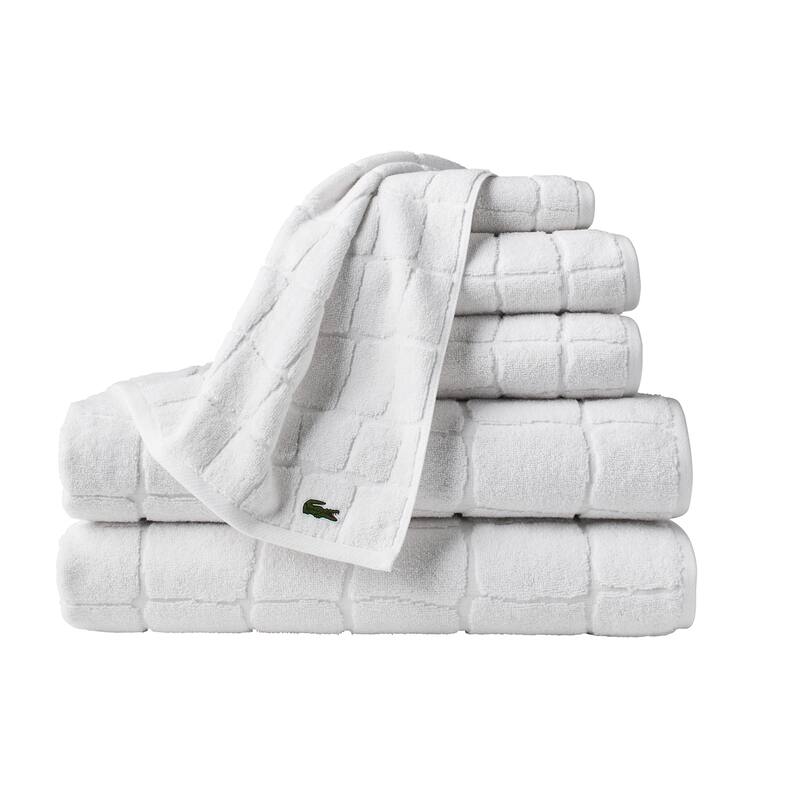 Lacoste Croc Scale Cotton Bath Towel, Hand Towel, and Washcloth