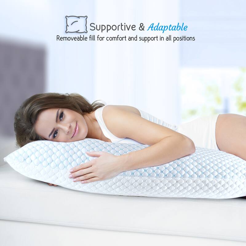 Nestl Coolest Heat and Moisture Reducing Ice Silk Pillow - Gel Infused Adjustable, Breathable, and Washable Memory Foam Pillow