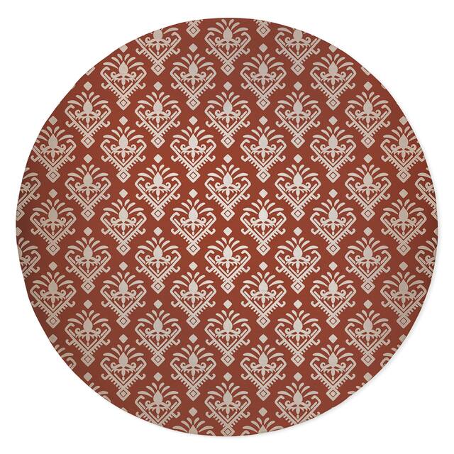 ANDOVER RUST Bath Rug By Kavka Designs - 5' x 5' - Rust, Orange, Cream
