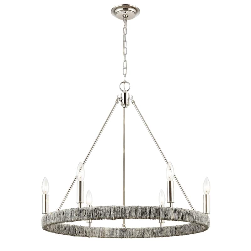 Elk Home Abaca Polished Nickel Metal 6 Light Chandelier