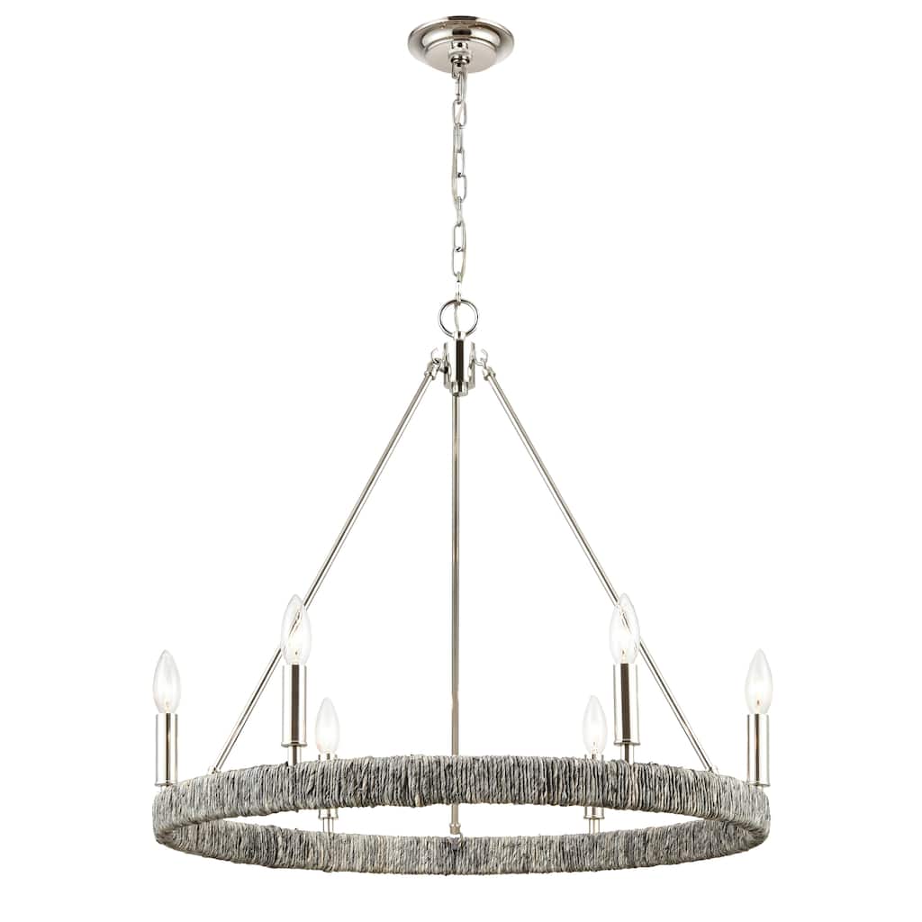 Elk Home Abaca Polished Nickel Metal 6 Light Chandelier