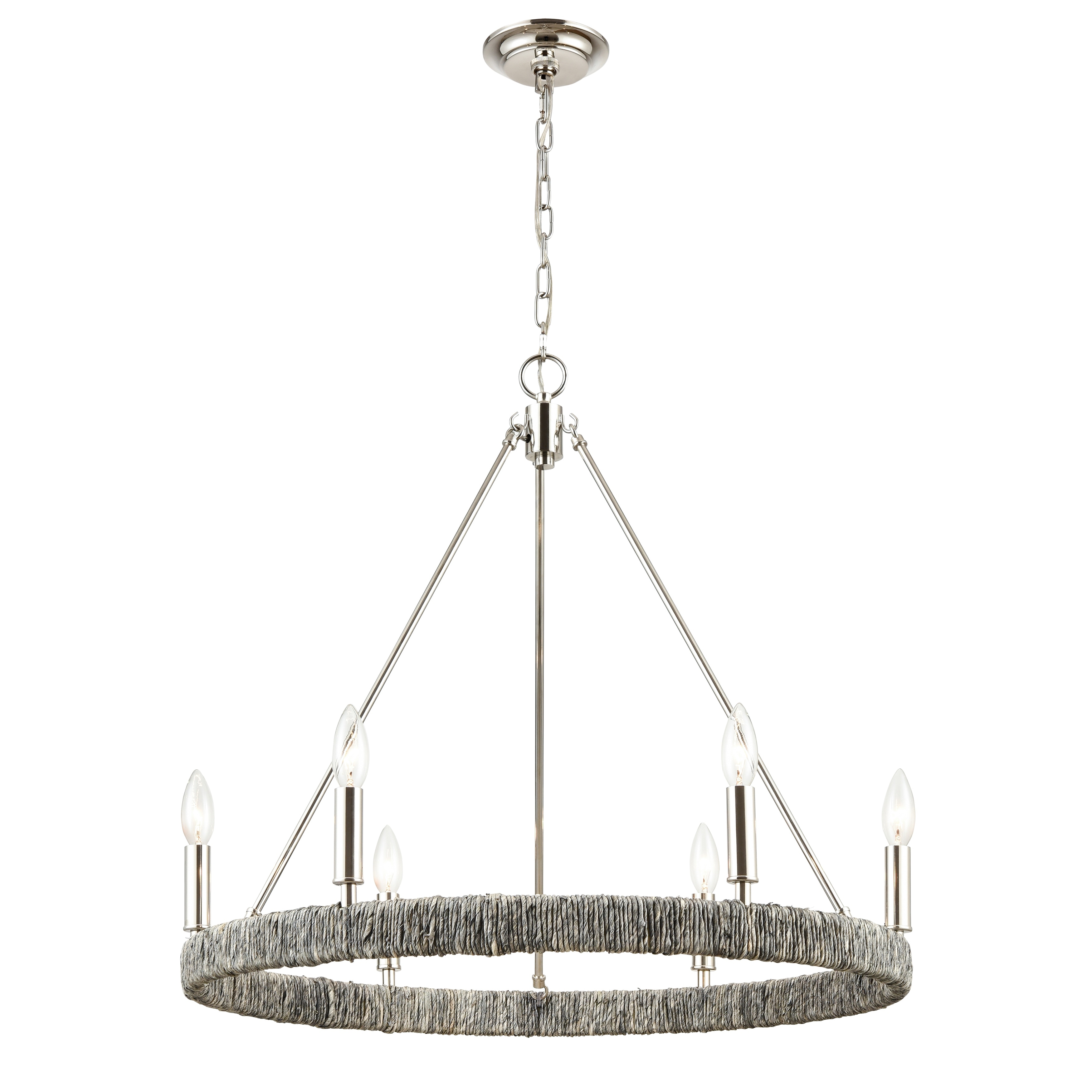 Elk Home Abaca Polished Nickel Metal 6 Light Chandelier
