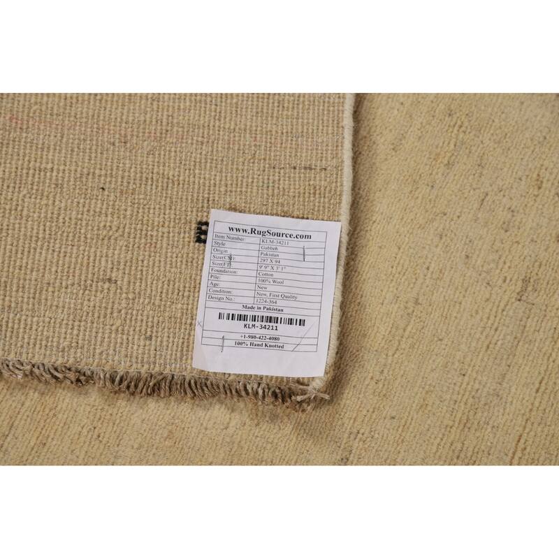 Gabbeh Modern Runner Rug Handmade Wool Carpet - 3'1"x 9'9"