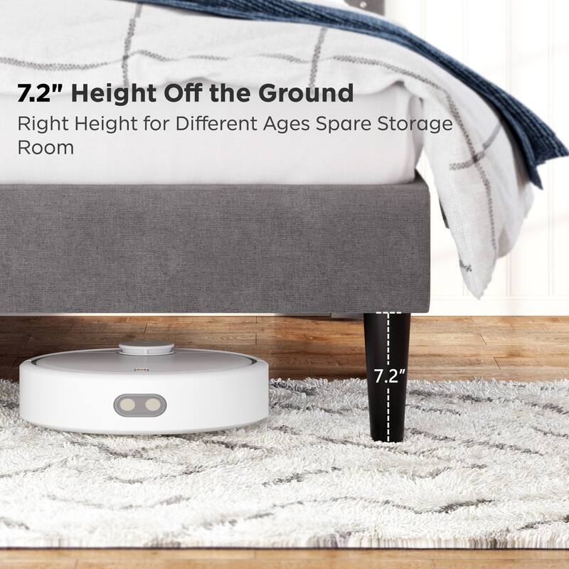 Sturdy Full Bed Frame with Linen Storage Headboard, Noise-Free, Under Bed Storage, No Box Spring Needed, Carbon Gray Finish