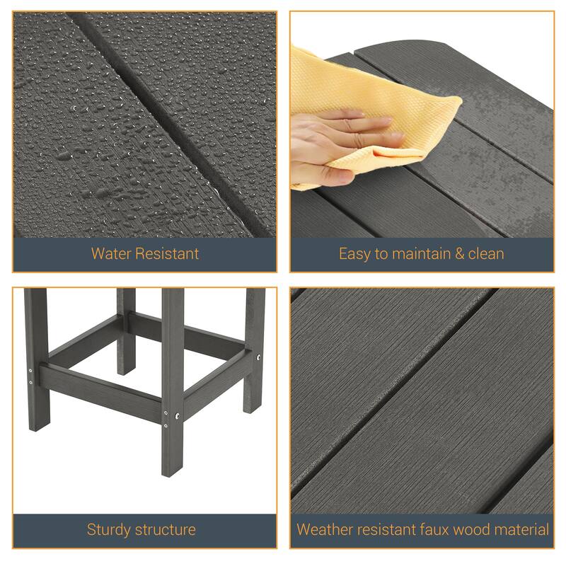 LIVOOSUN Patio Adirondack Plastic Wood Outdoor Side Table for Deck
