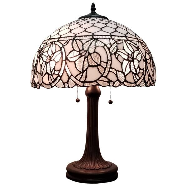 Shop Tiffany Style Table Lamp 24 Tall Stained Glass White Decor Nightstand Bedroom Handmade Gift Am273tl16b Amora Lighting Overstock 29030456