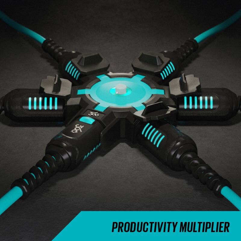 Heavy-Duty 5-Outlet Outdoor Adapter PowerHubXL - Aqua/Grey - Blue