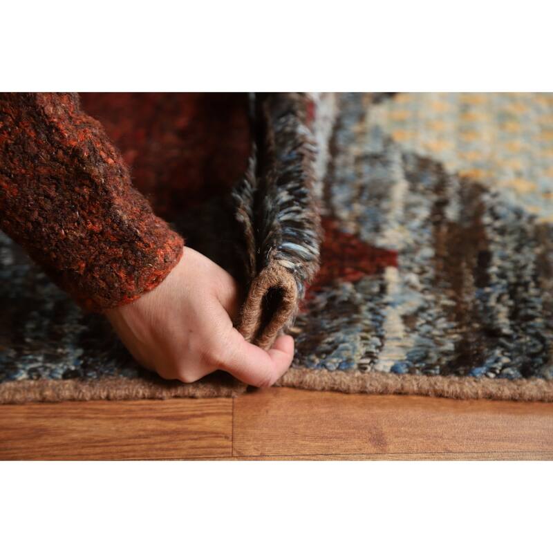 Hand Knotted Oriental 100% Wool Carpet Modern Tribal Greys & Charcoal Moroccan Area Rug - 10' 0'' X 6' 11''