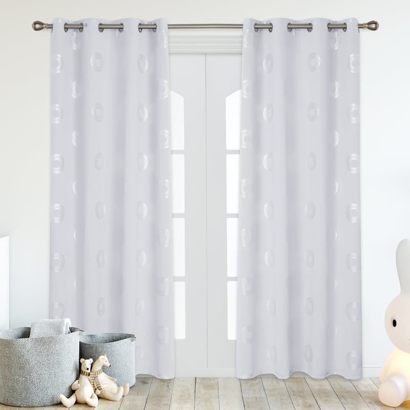 Concentric Circles Pattern Room Darkening Curtain 2 Panels - 42Wx63L-4PC - Greyish White