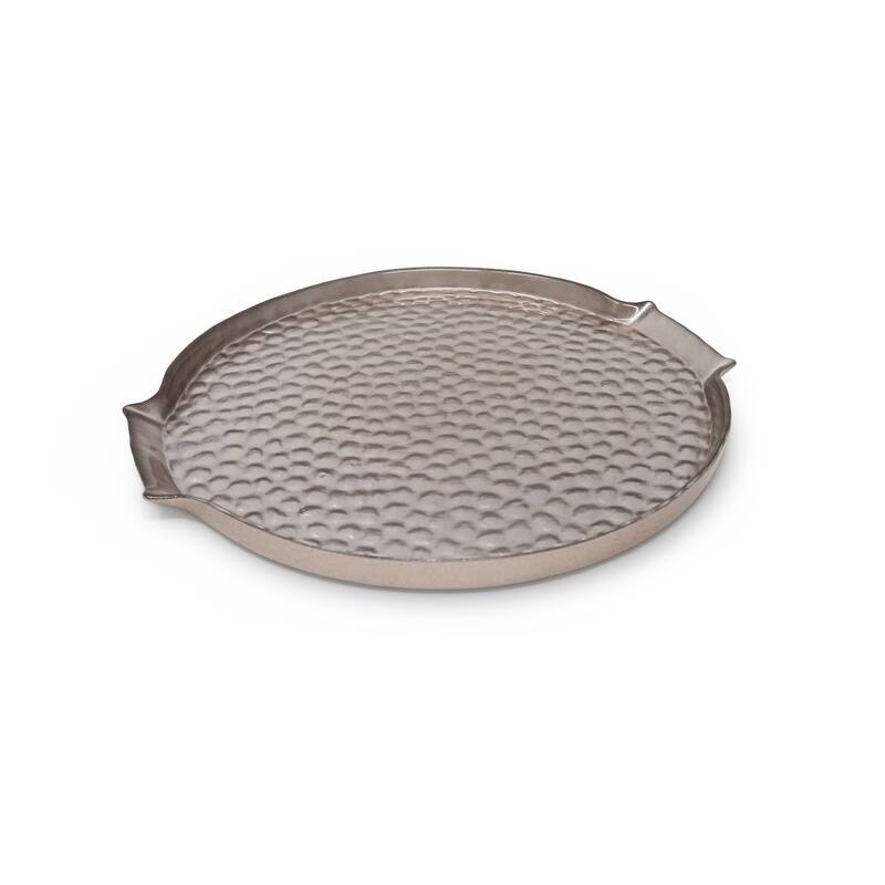 Set of 4 Metallic Silver Plates with Handles