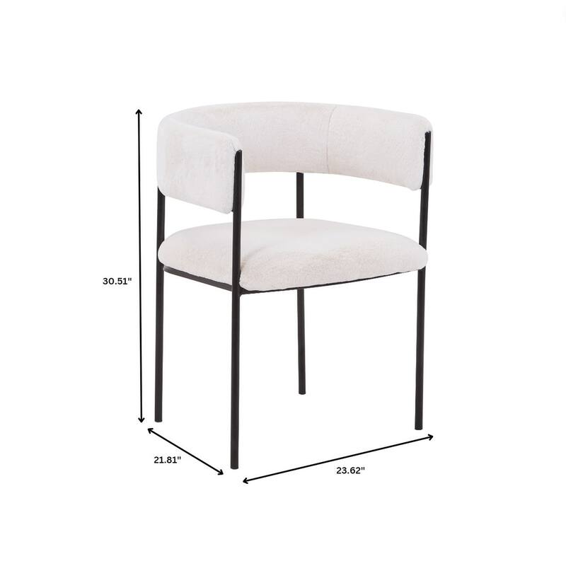 Dining Chair in Leather with Open-Back and Powder Coated Iron Legs Set of 2