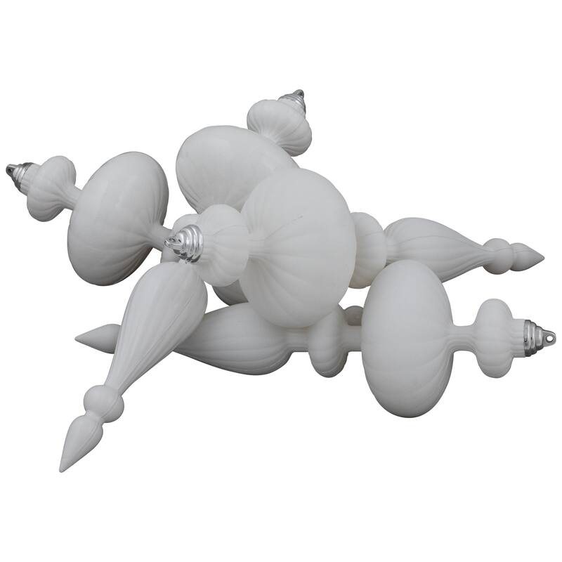 Commercial Size Shatterproof Finial Christmas Ornaments - 14" - White - Set of 4