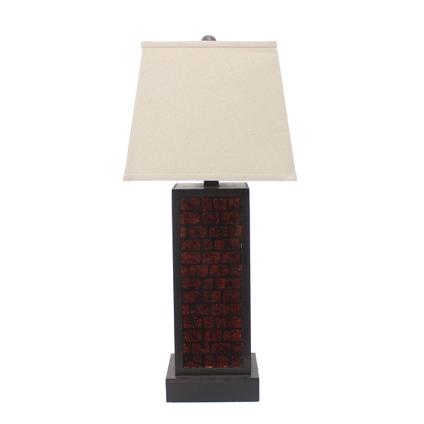 Rectangular Metal Frame Table Lamp with Brick Pattern, Beige and Brown. Opens flyout.