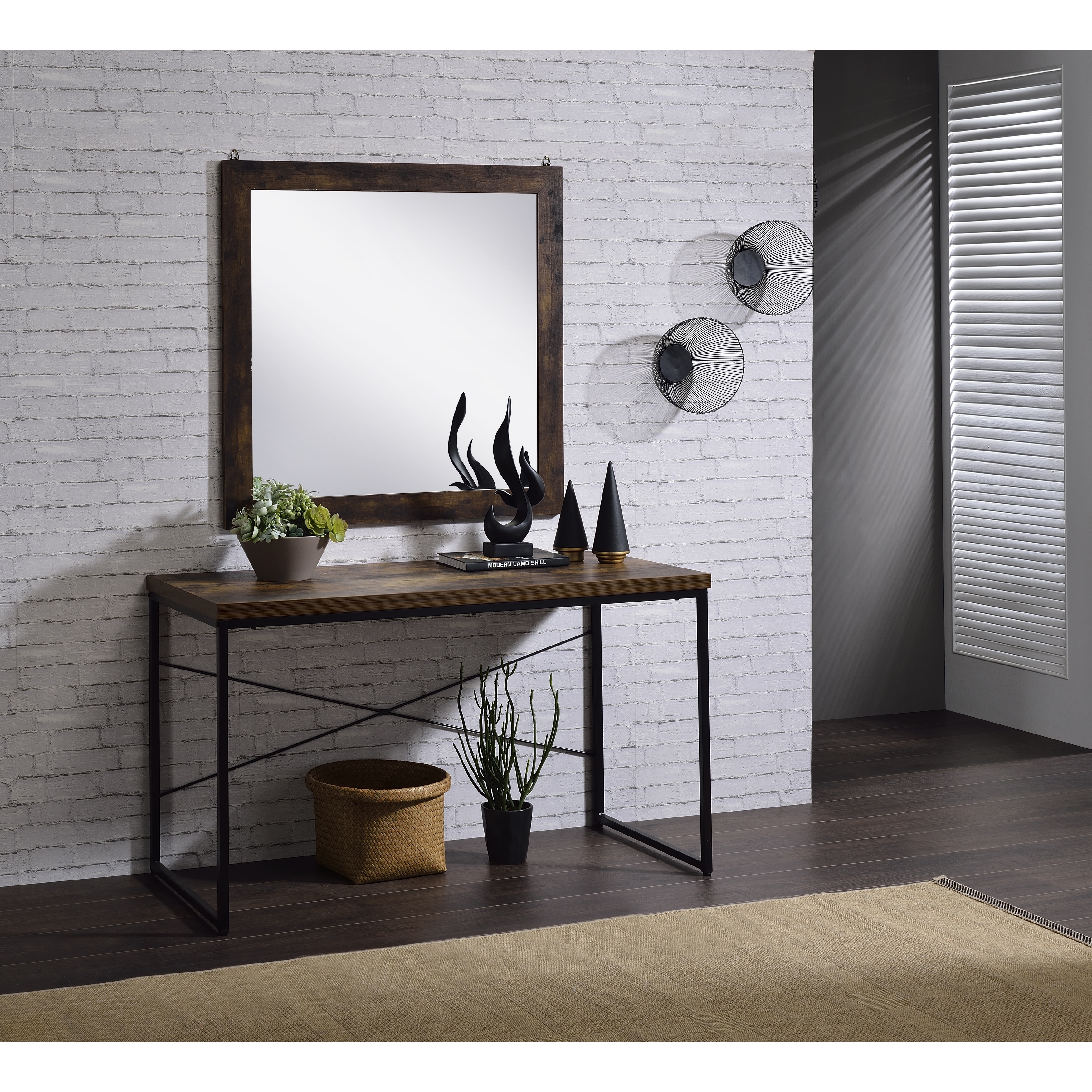 Console Table with its industrial looks and the mixing of black metal with weathered oak,Console Table