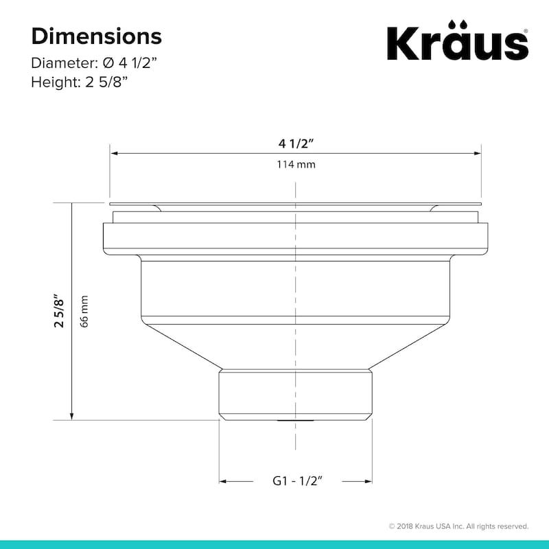 Kraus Kitchen Sink Basket Strainer with Cover - Stainless Steel
