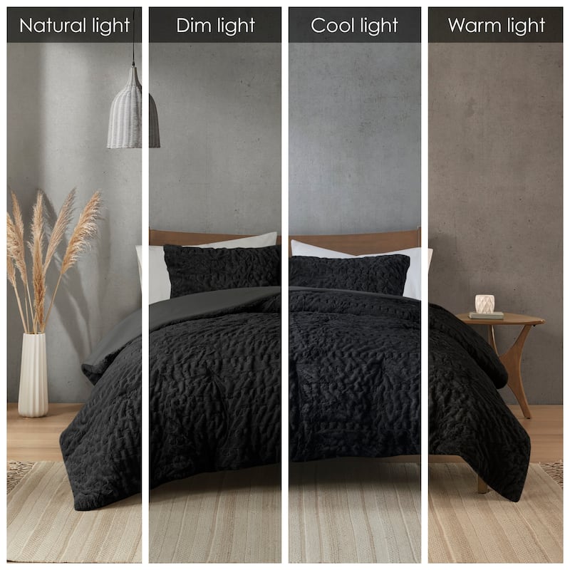 Madison Park Dakota Ruched Fur Down Alternative Comforter Set