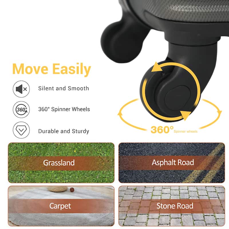 7-Piece Luggage Set ABS Lightweight & Durable Suitcase with Spinner Wheels, TSA Lock, (20/24/28)