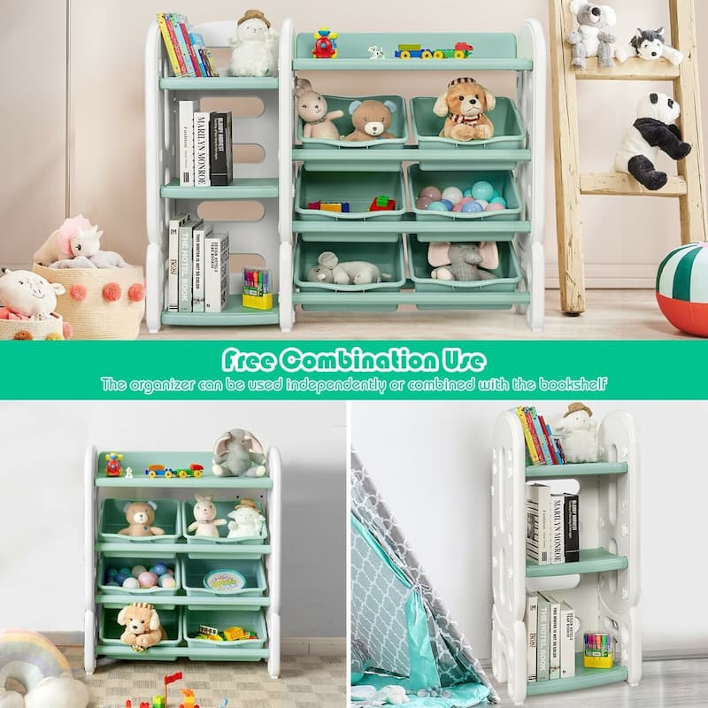 Kids Toy Storage Organizer with Bins and Multi-Layer Shelf for Bedroom Playroom - 44" x 14" x 36"(L x W x H)