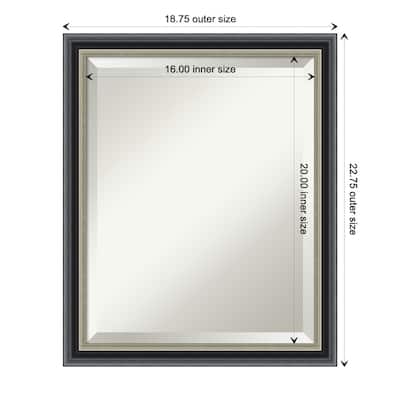 Theo Black Silver Beveled Wood Framed Bathroom Vanity Wall Mirror - Theo Black Silver