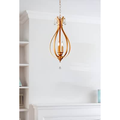 Mini 3-Light Geometric Teardrop Pendant with Crystals Tulipe Lantern Style