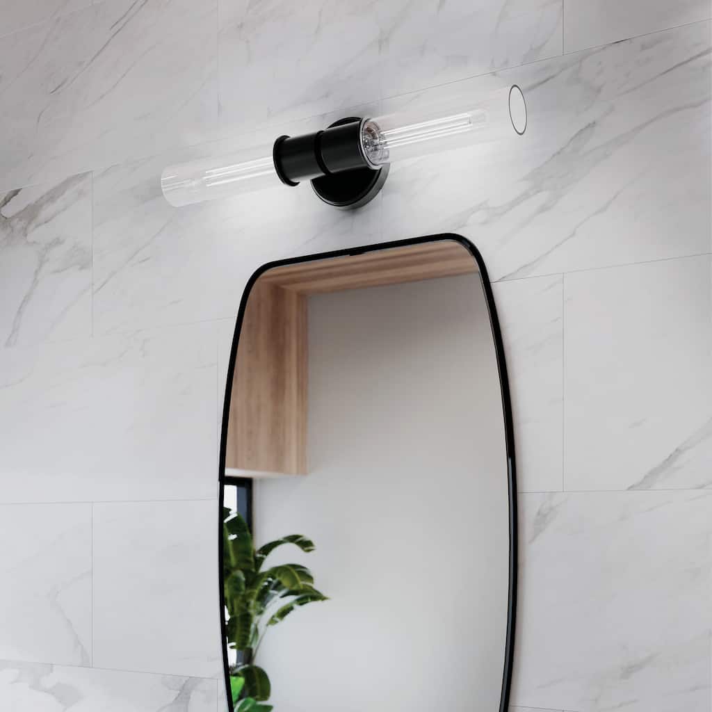 Aviv 24 in. 2-Light Wall Sconce with Clear Glass Shade