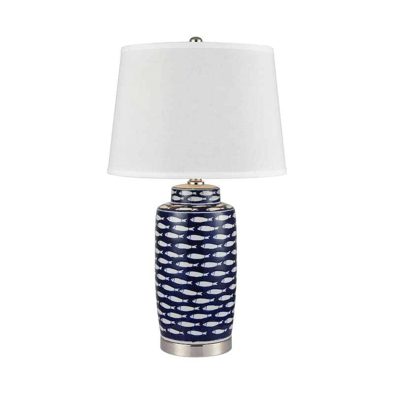 Elk Home Azul Baru Blue With White Linen Shade Table Lamp