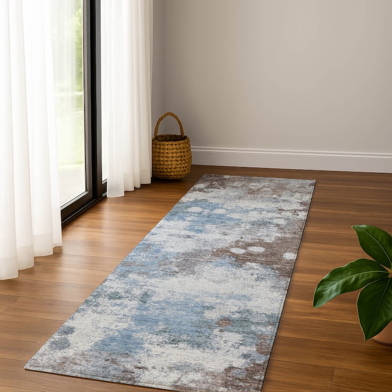 Premium Washable Super Soft Modern Splatter Mayfield Rug - Brown - 2'3" x 7'6"