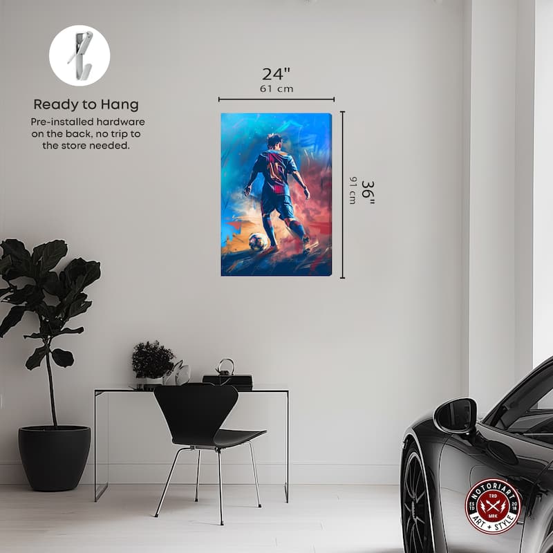 Notoriart Bold And Colorful Soccer Player Gallery Wrapped Soccer 1 Piece Canvas Wall Art