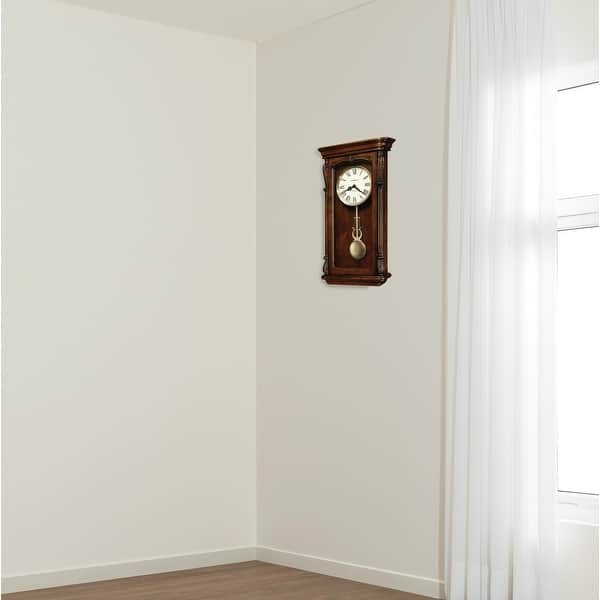 slide 3 of 2, Howard Miller Henderson Brown Grandfather-style Chiming Wall Clock Cherry