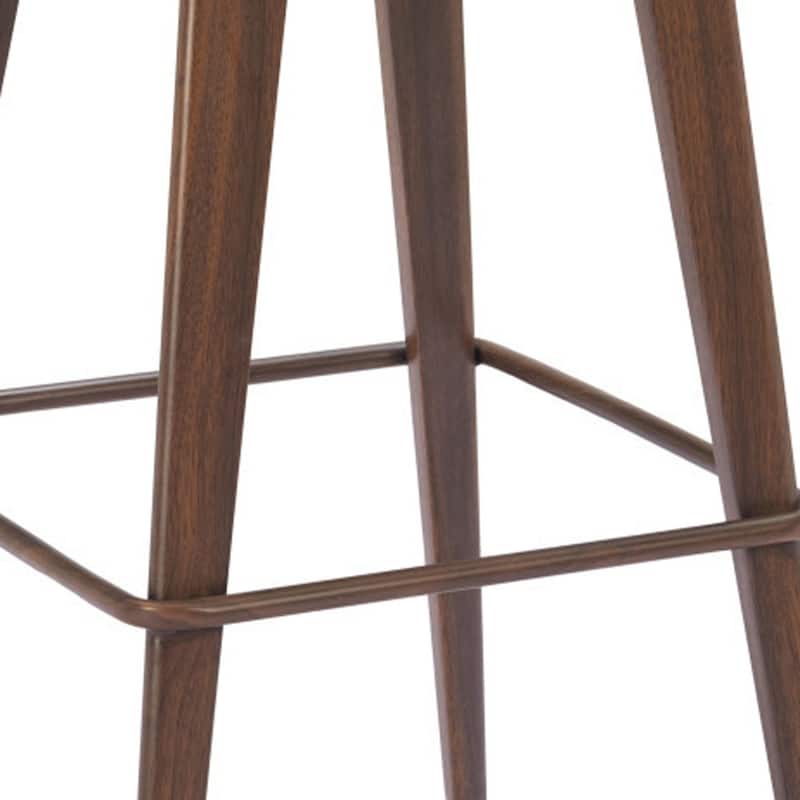 HomeRoots Set of Two 31" Taupe and Walnut Faux Leather and Steel Backless Bar Height Bar Chairs