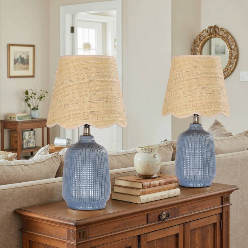 Traditional Ceramic Woven Table Lamp for Living Room