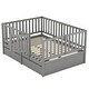preview thumbnail 6 of 25, Full Size Wood Daybed with Fence Guardrails and 2 Drawers Split into Independent Floor Bed and Daybed, Gray