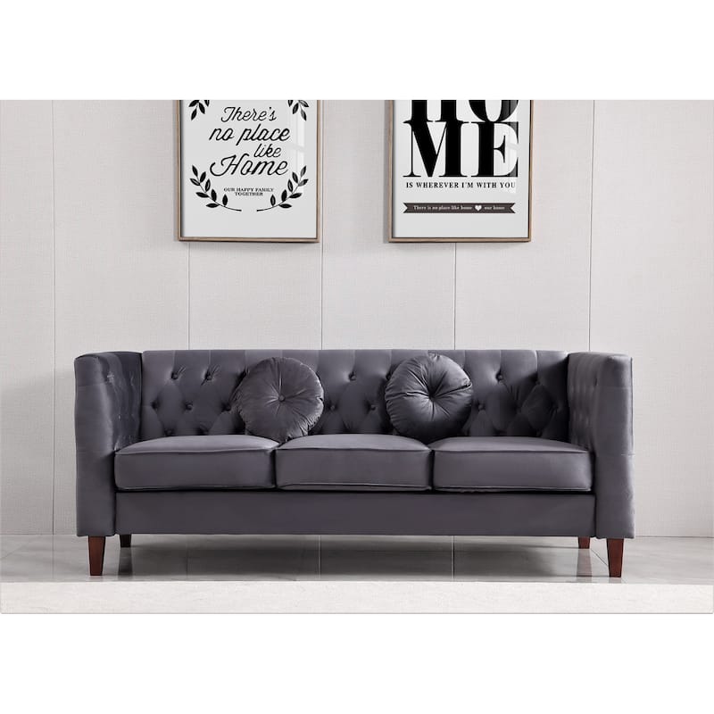 Fancher Kittleson Classic Chesterfield Sofa - Grey