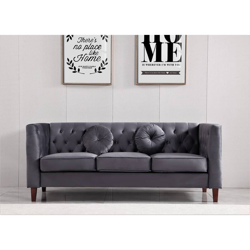 US PRIDE FURNITURE Velvet Classic Chesterfield 2 pieces Living Room Sets, Sofa and Lovesat