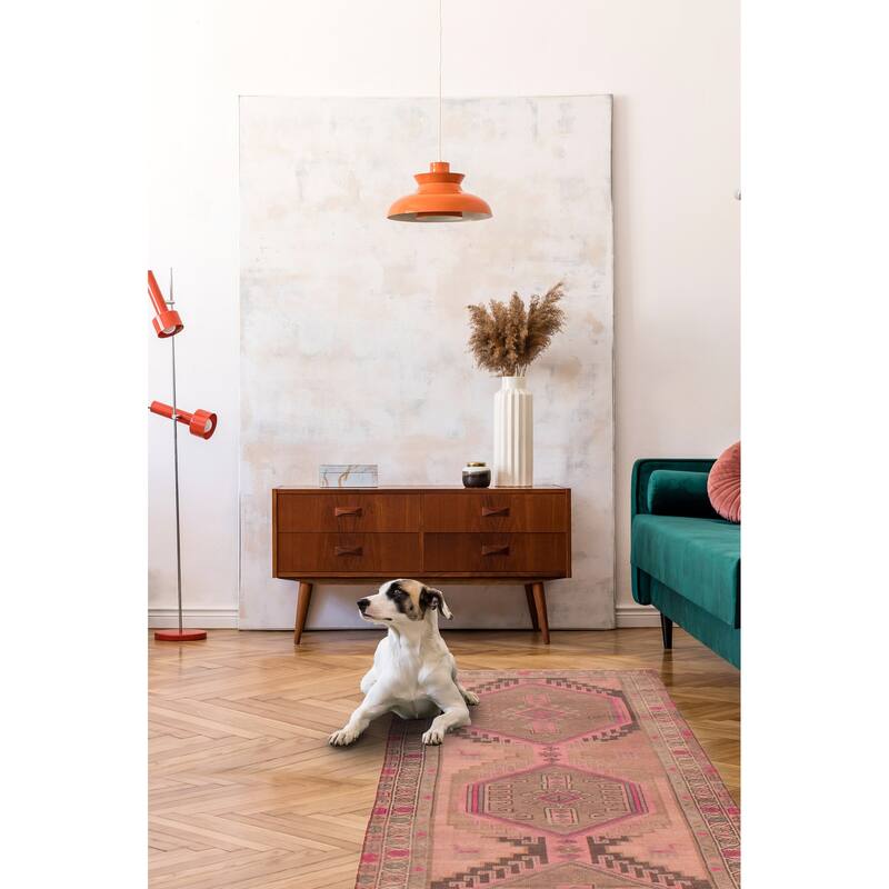 ECARPETGALLERY Hand-knotted Konya Anatolian Pink Wool Rug - 3'7 x 9'8