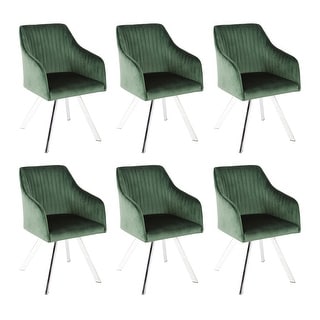 Vallerina Green and Chrome Sloped Arm Swivel Chair (Set of 6) - Bed